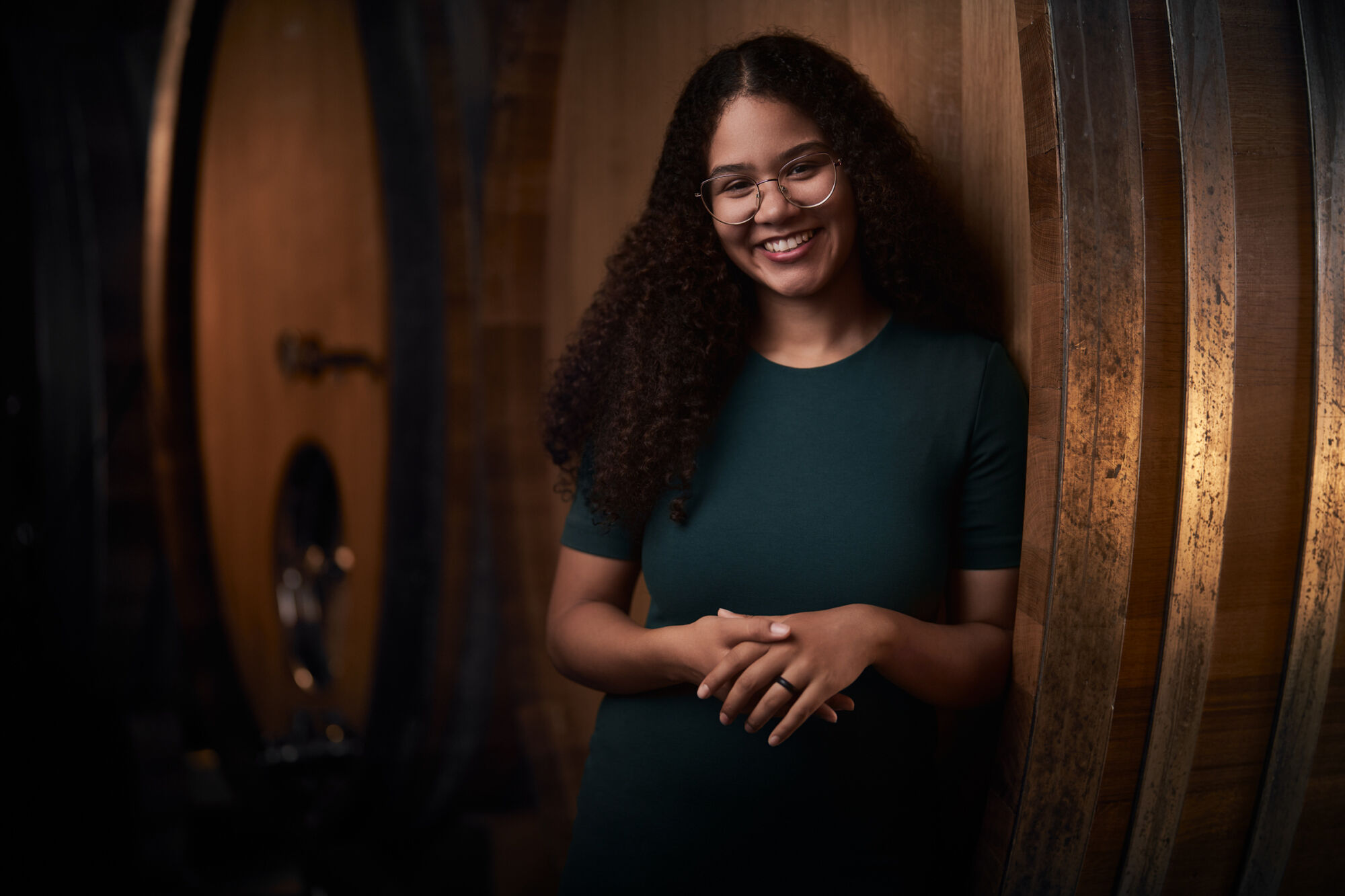 Brookdale Estate Winemaker Kiara Scott Farmer in Cellar Brookdale Estate Winemaker Kiara Scott Farmer in Cellar